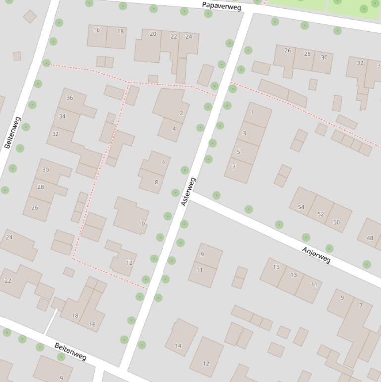 Kaart van de Asterweg.