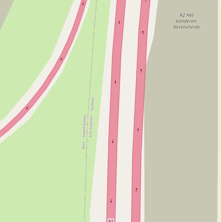 Kaart van  Autosnelweg A2.