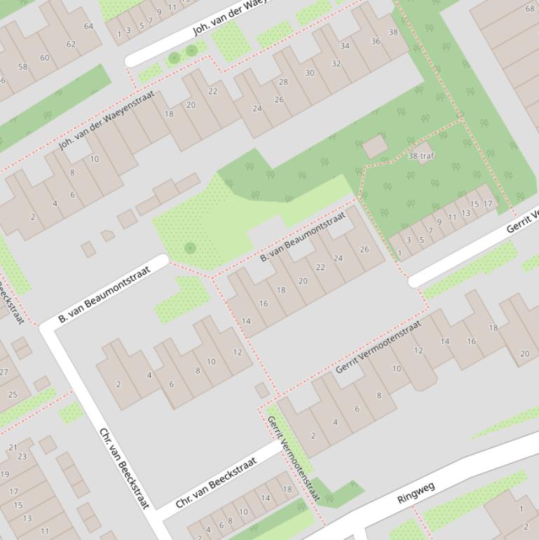 Kaart van de B van Beaumontstraat.