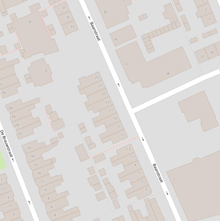 Kaart van de Baanstraat.