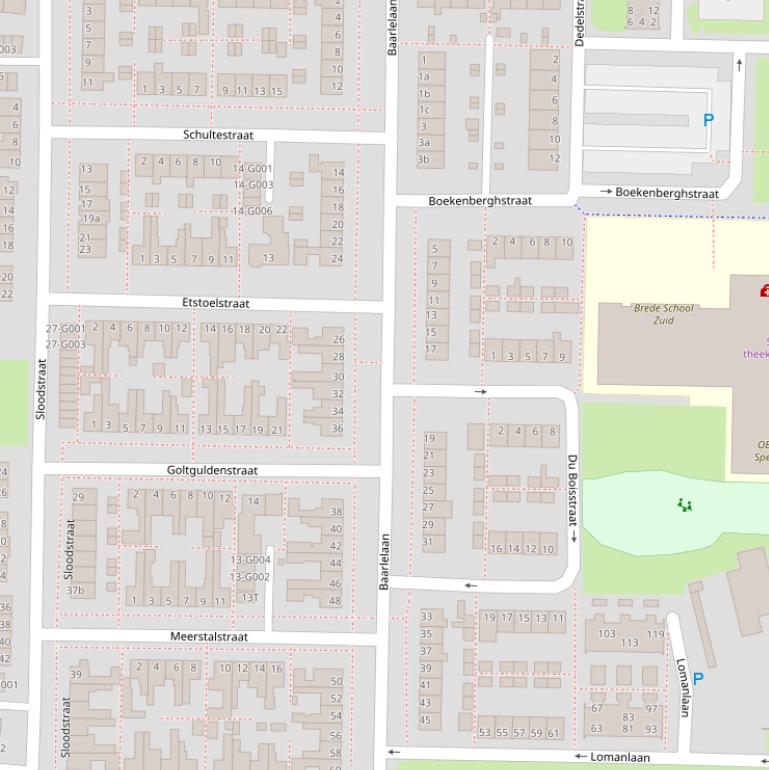 Kaart van de Baarlelaan.