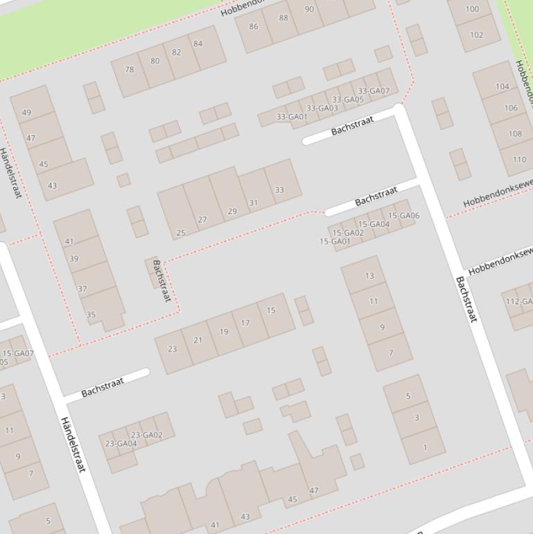 Kaart van de Bachstraat.