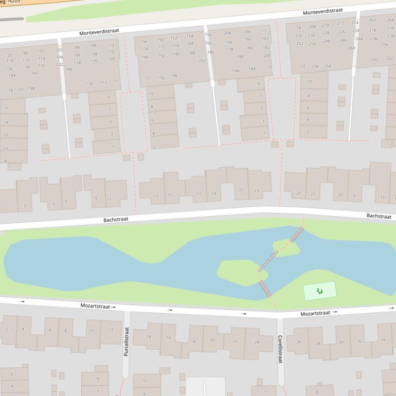 Kaart van de Bachstraat.