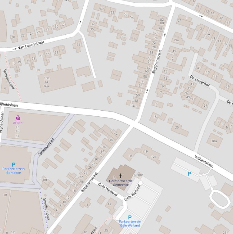 Kaart van de Bagijnenstraat.