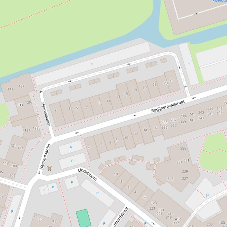 Kaart van de Bagijnenwalstraat.