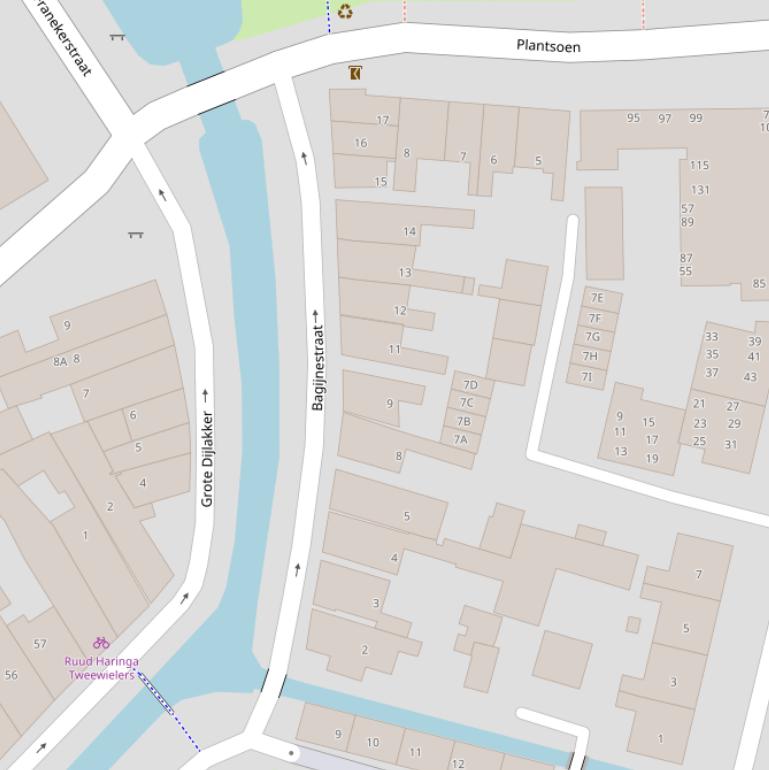 Kaart van de Bagijnestraat.