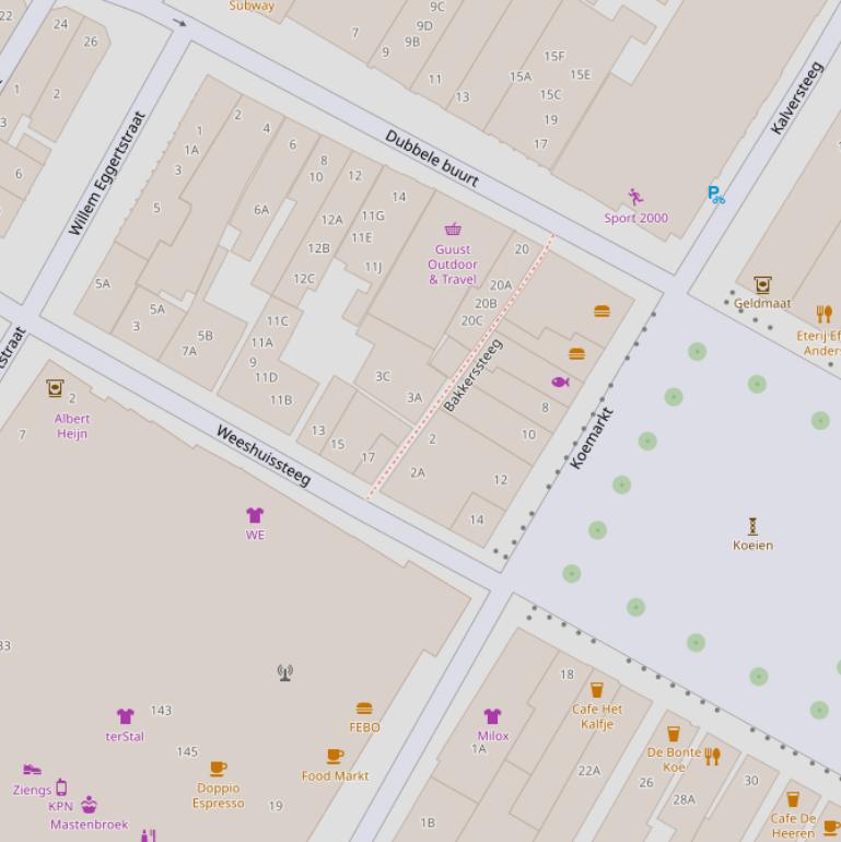 Kaart van de Bakkerssteeg.