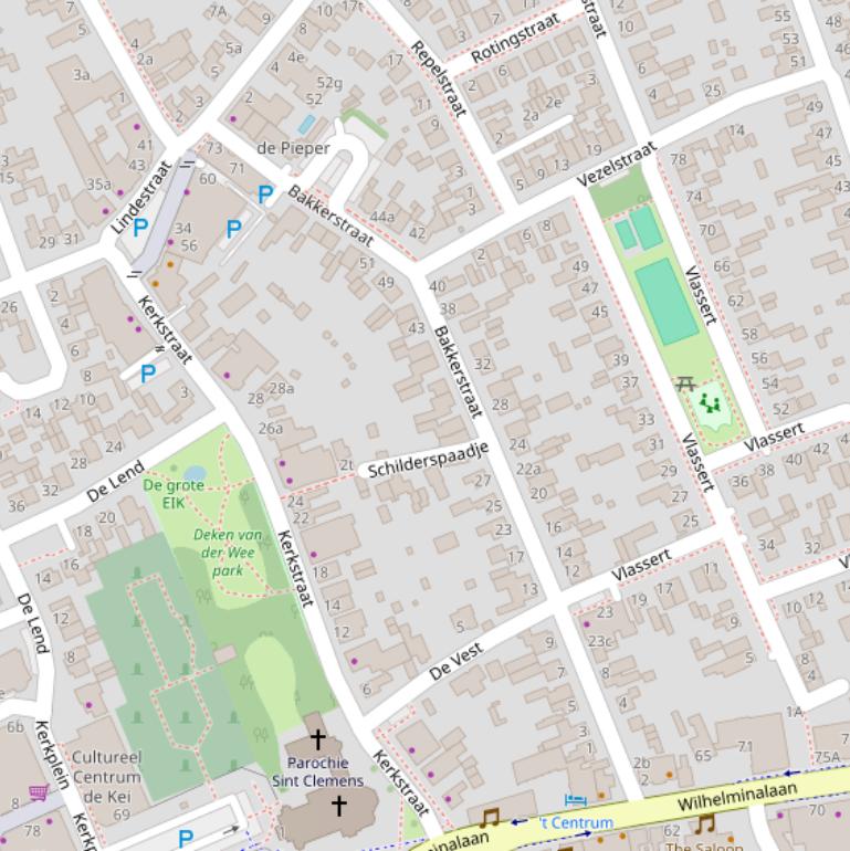 Kaart van de Bakkerstraat.