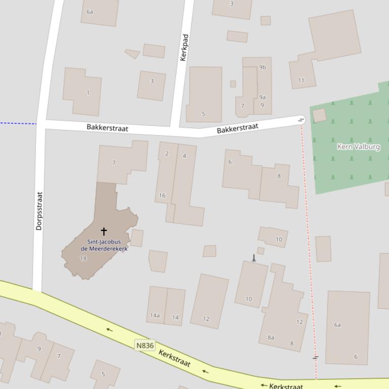 Kaart van de Bakkerstraat.