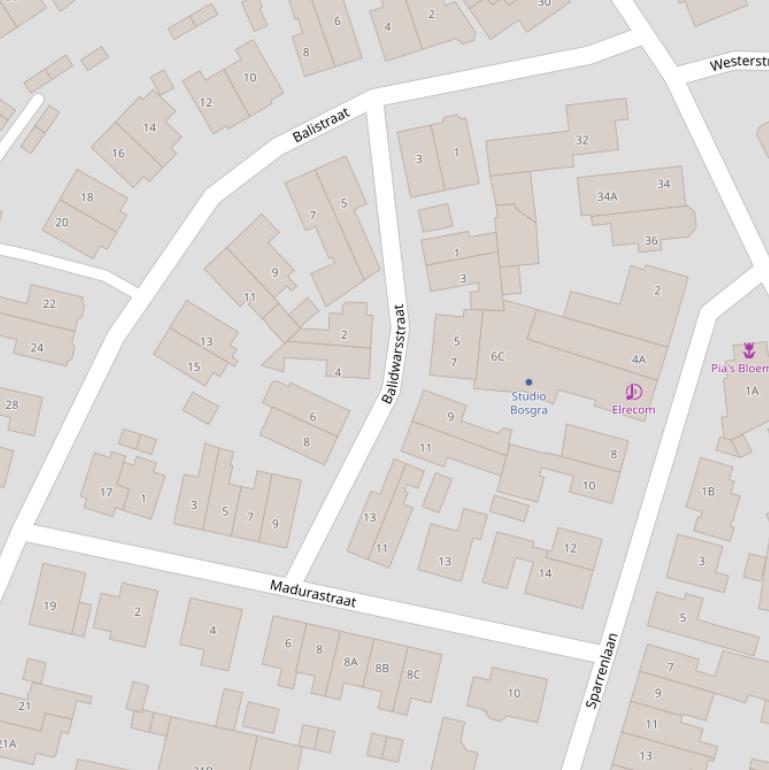 Kaart van de Balidwarsstraat.