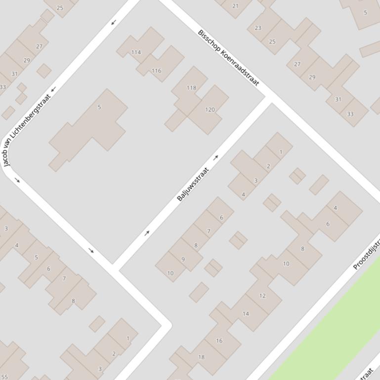 Kaart van de Baljuwsstraat.