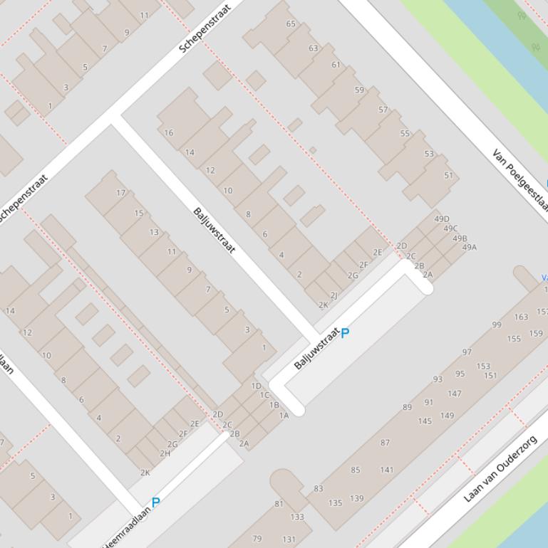 Kaart van de Baljuwstraat.