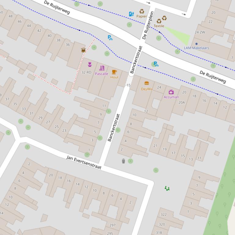 Kaart van de Banckertstraat.