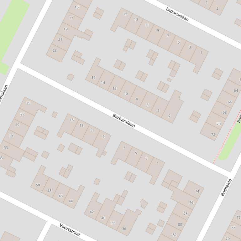 Kaart van de Barbaralaan.