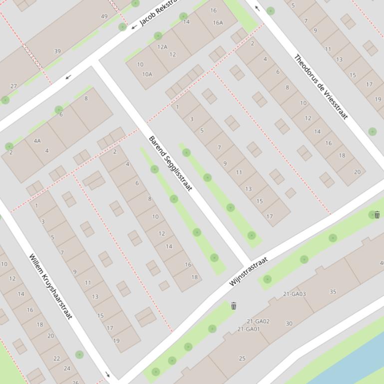 Kaart van de Barend Segglisstraat.