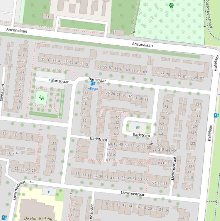 Kaart van de Baristraat.