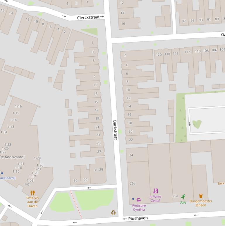 Kaart van de Barkstraat.