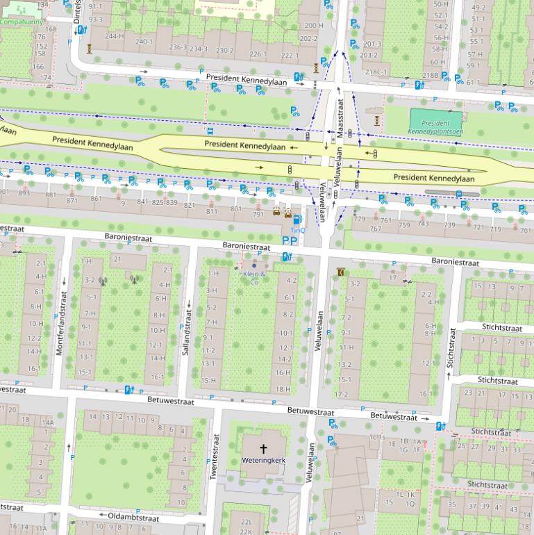 Kaart van de Baroniestraat.