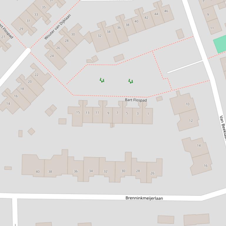 Kaart van het Bart Flospad.