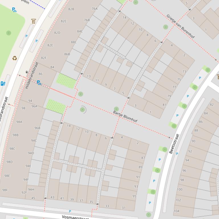 Kaart van de Bartje Blomhof.