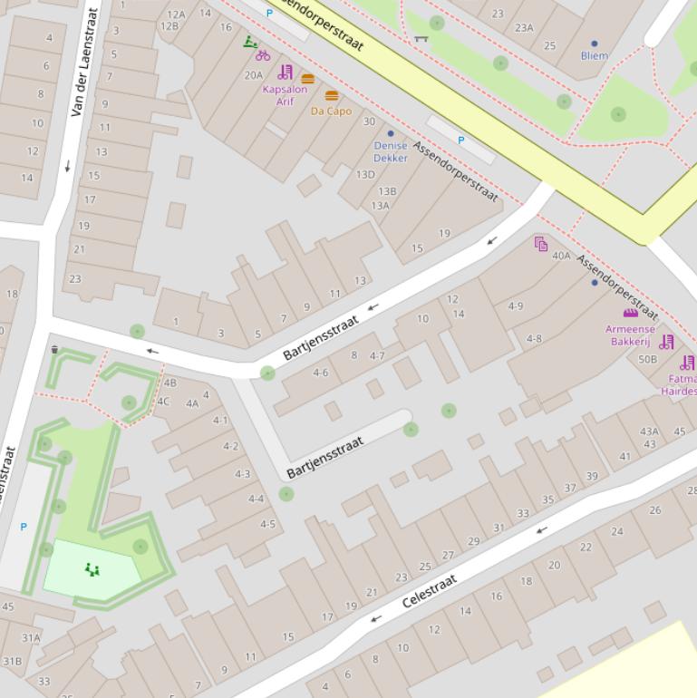 Kaart van de Bartjensstraat.