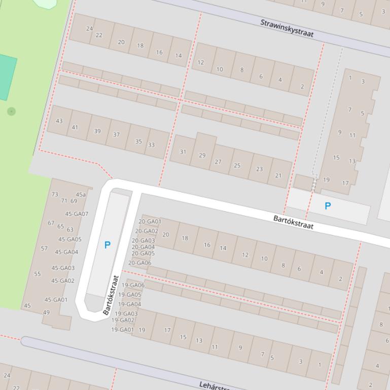 Kaart van de Bartókstraat.