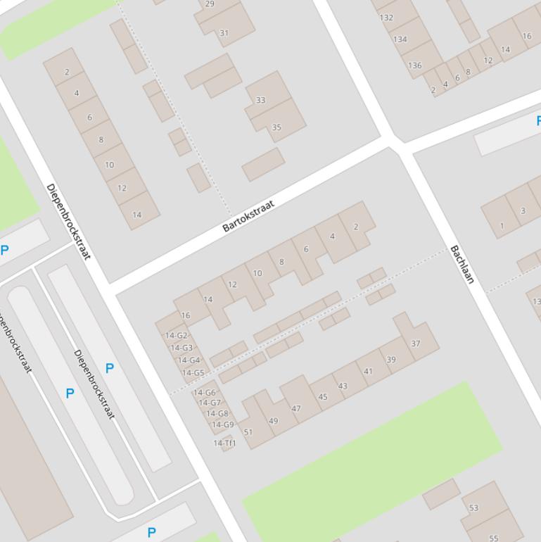 Kaart van de Bartokstraat.
