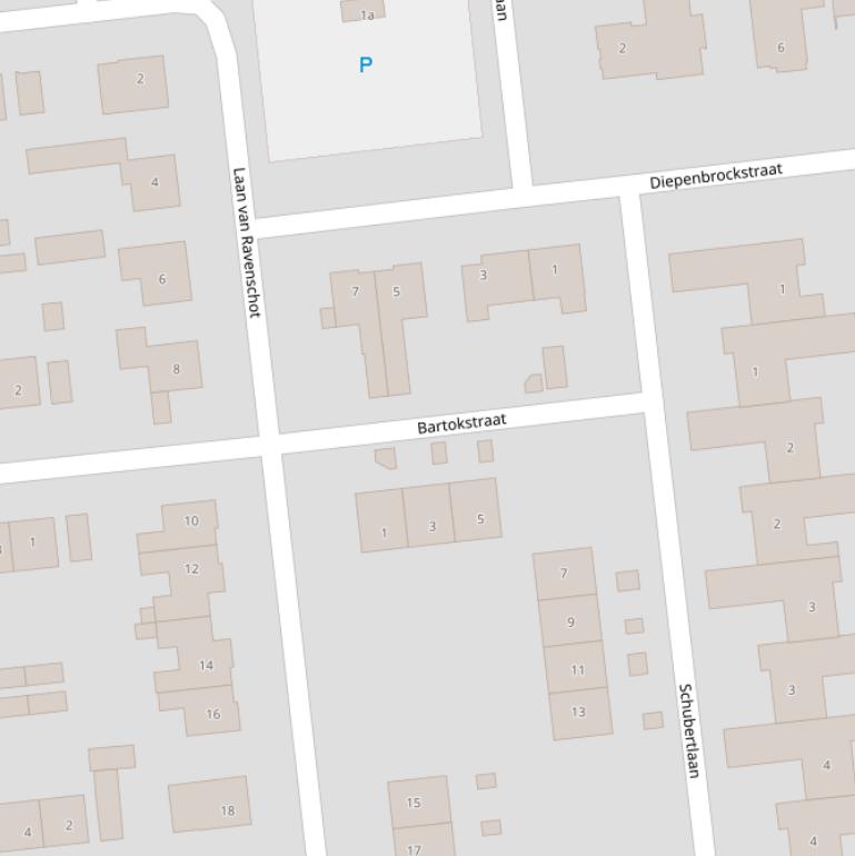 Kaart van de Bartokstraat.