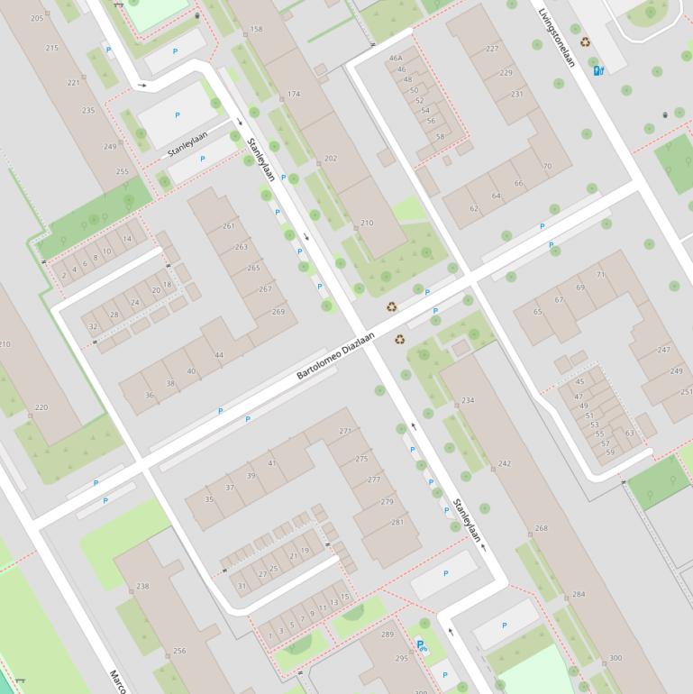 Kaart van de Bartolomeo Diazlaan.