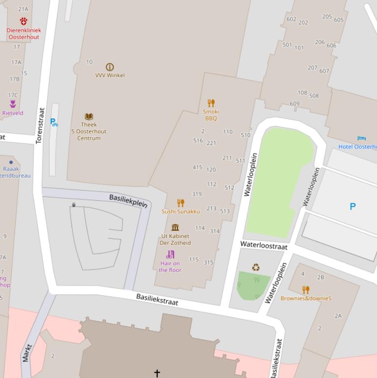 Kaart van het Basiliekplein.