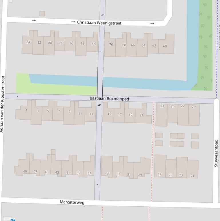 Kaart van het Bastiaan Boxmanpad.