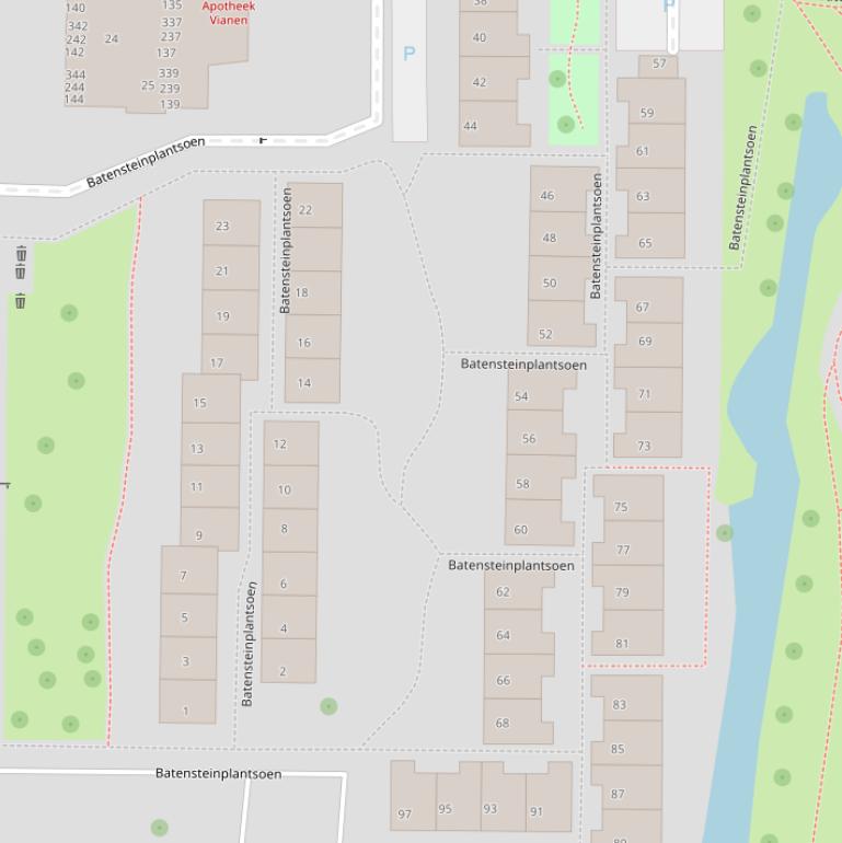 Kaart van het Batensteinplantsoen.