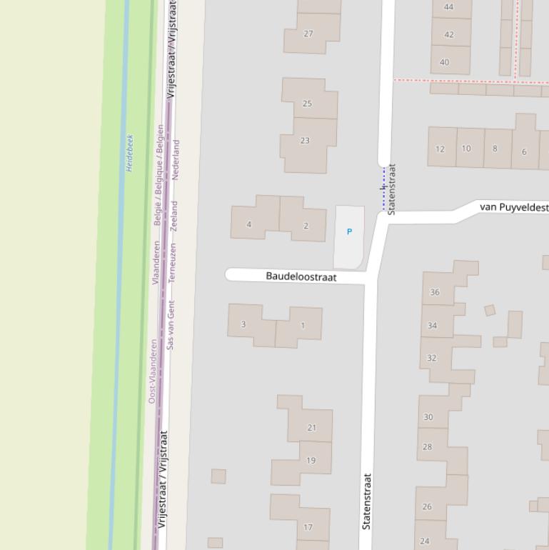 Kaart van de Baudeloostraat.