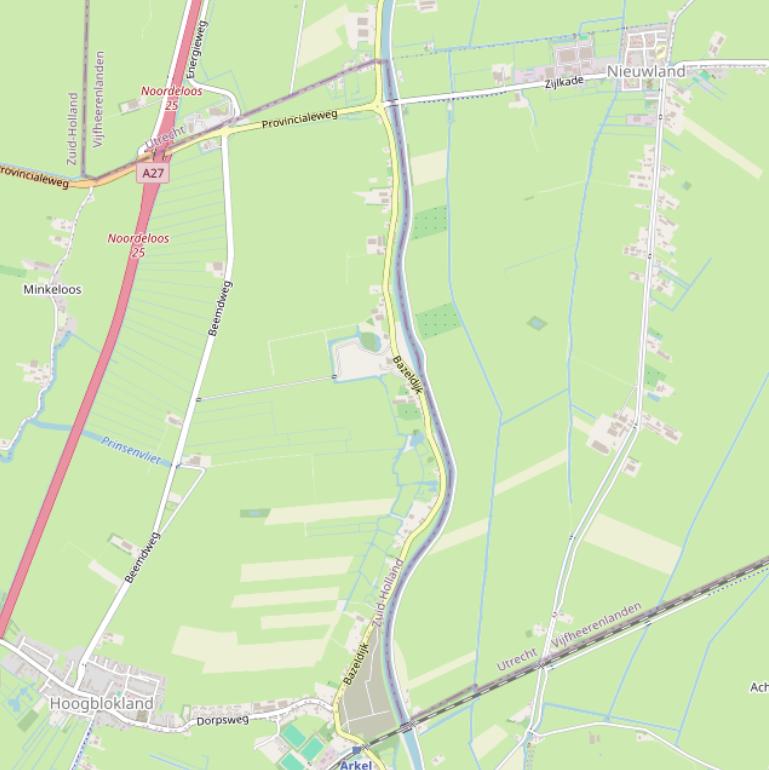 Kaart van de Bazeldijk.