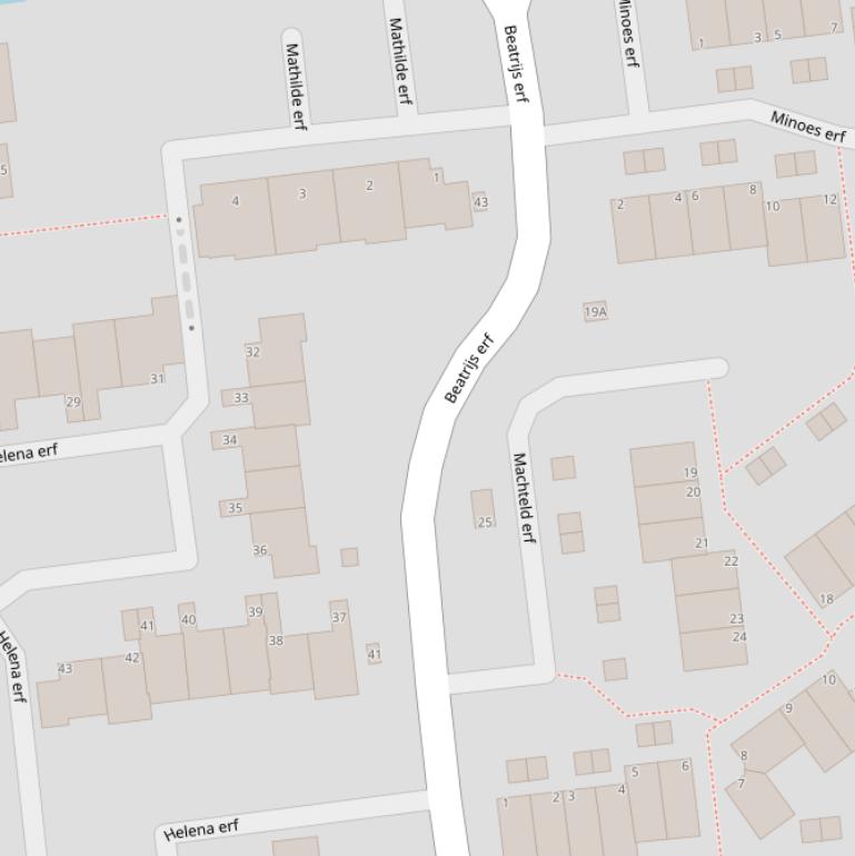 Kaart van het Beatrijs erf.