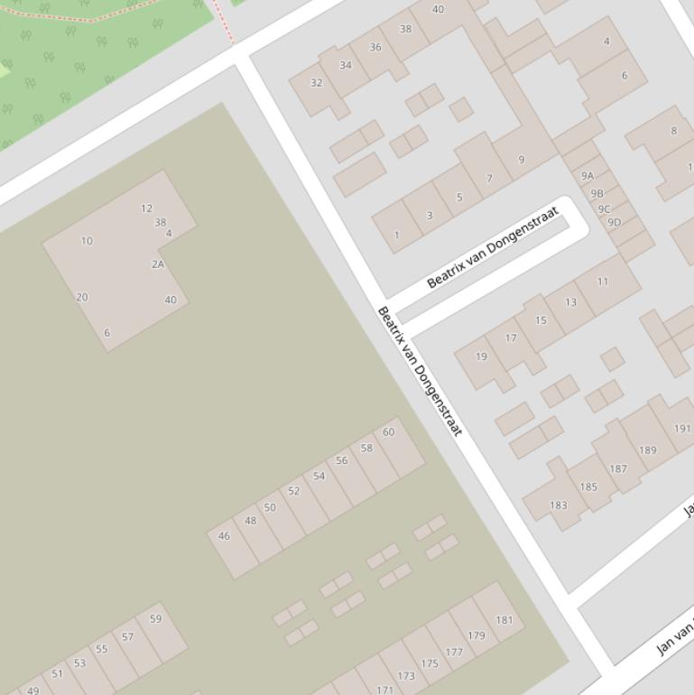 Kaart van de Beatrix van Dongenstraat.