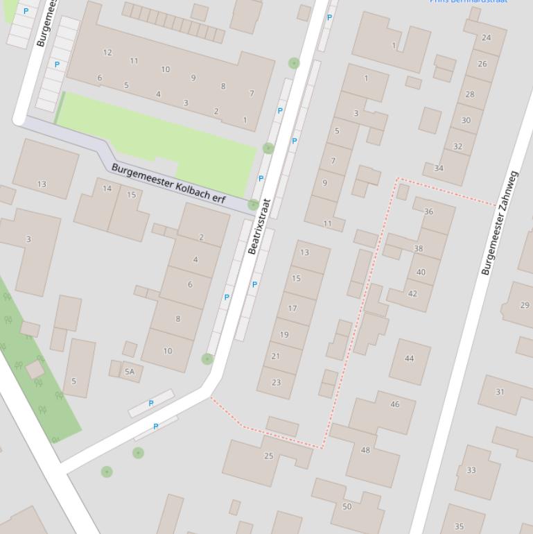 Kaart van de Beatrixstraat.