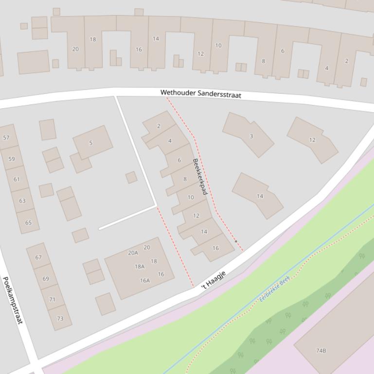 Kaart van het Beekkerkpad.