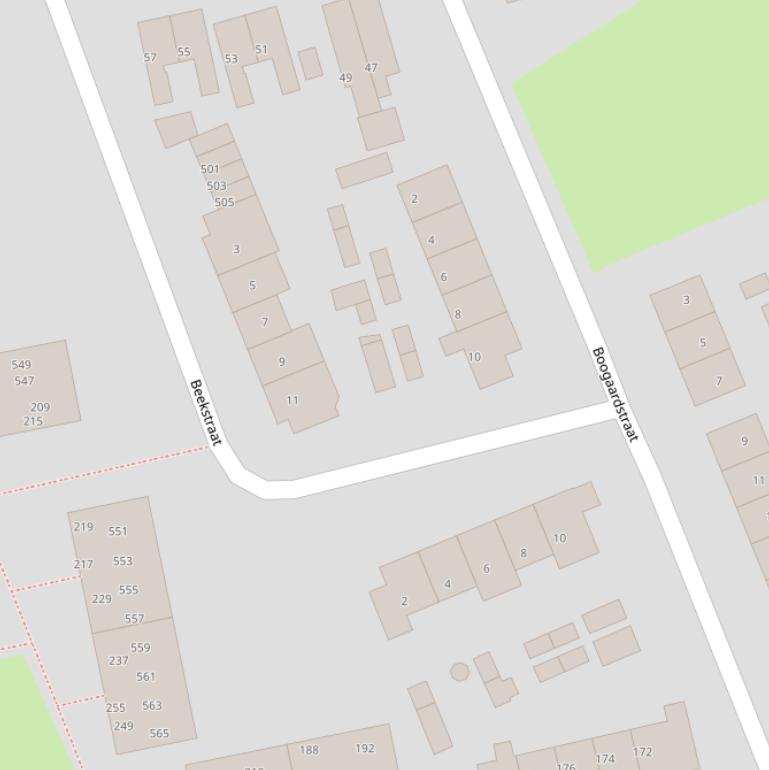 Kaart van de Beekstraat.