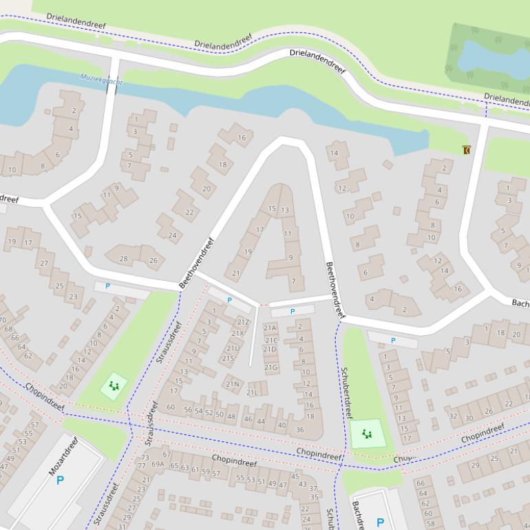 Kaart van de Beethovendreef.