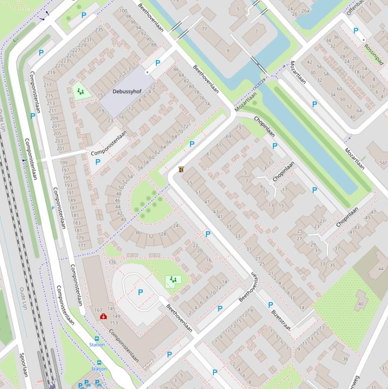 Kaart van de Beethovenlaan.