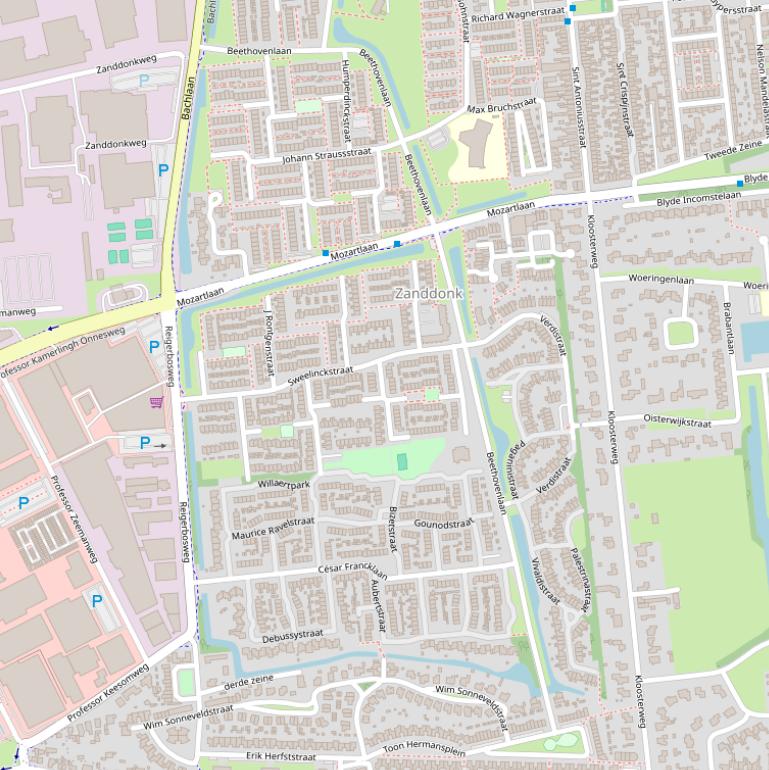 Kaart van de Beethovenlaan.