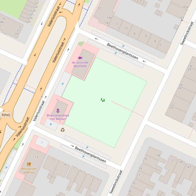 Kaart van het Beethovenplantsoen.