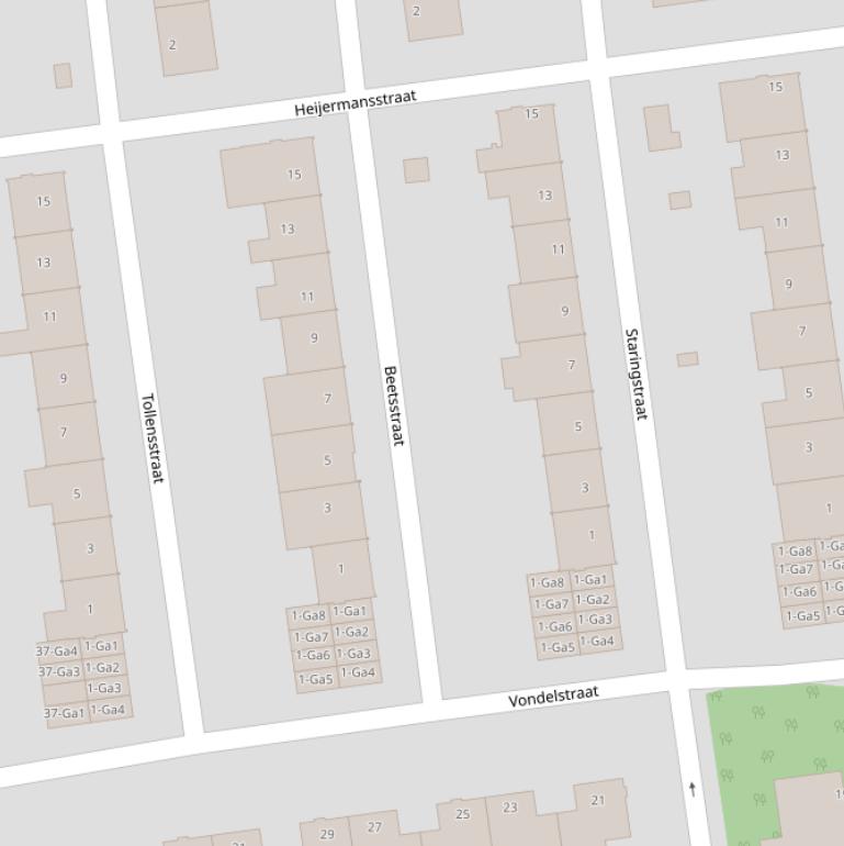 Kaart van de Beetsstraat.