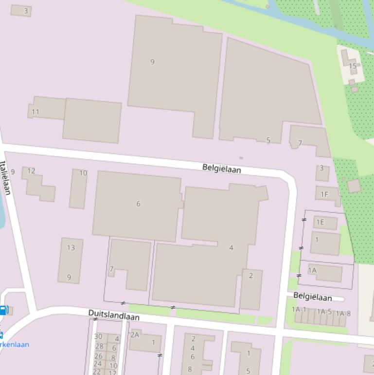 Kaart van de Belgiëlaan.