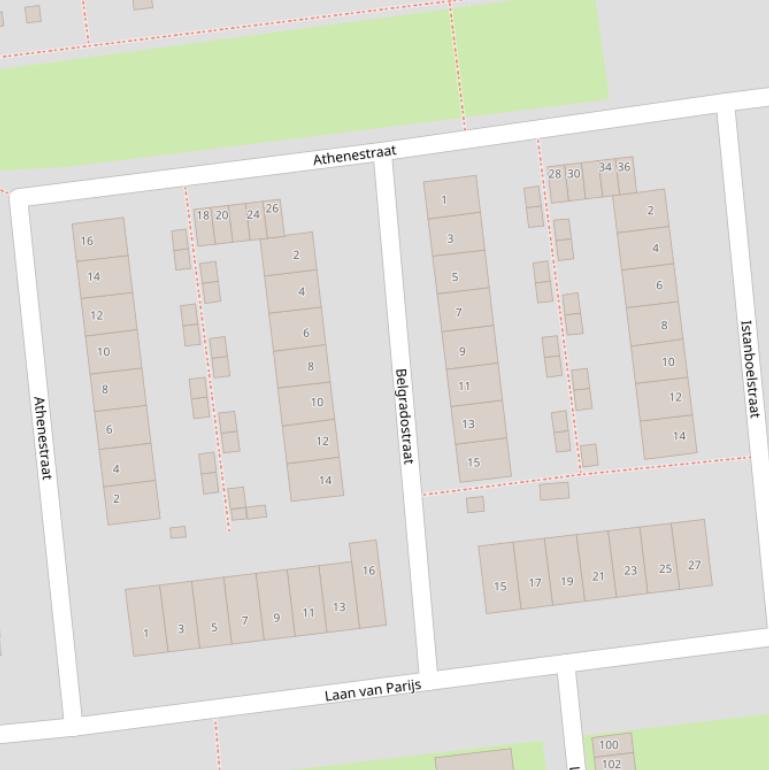 Kaart van de Belgradostraat.