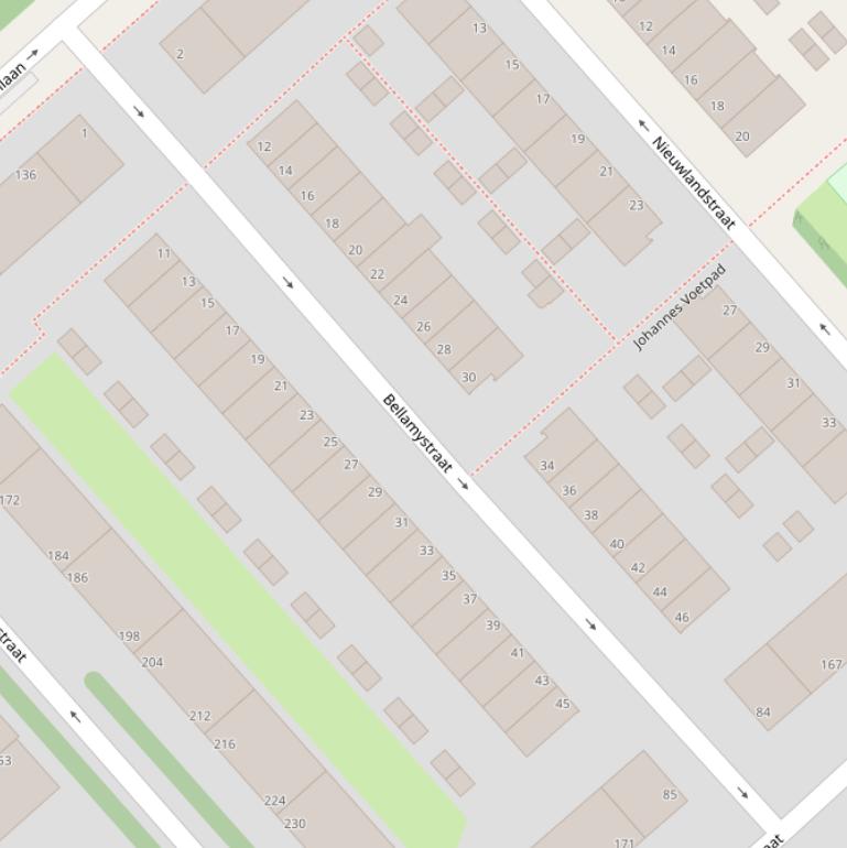 Kaart van de Bellamystraat.