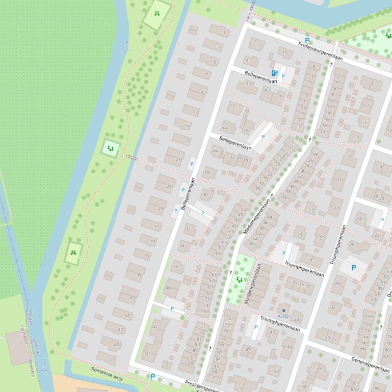 Kaart van de Belleperenlaan.