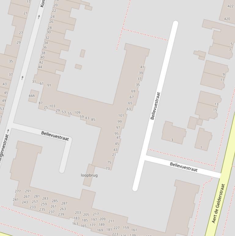 Kaart van de Bellevuestraat.