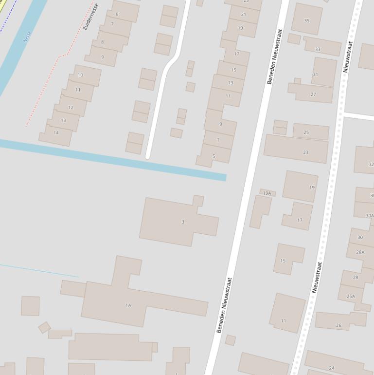 Kaart van  Beneden Nieuwstraat.